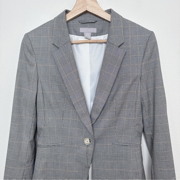 H&M Womens 6 Grey Houndstooth Fitted Blazer - Picture 2 of 12